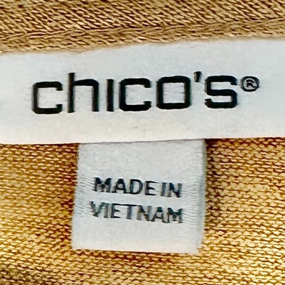 Chicos Women's 100% Linen Embroidered Knit Top Size 0 (Small) Tan Floral Boho - Picture 10 of 13